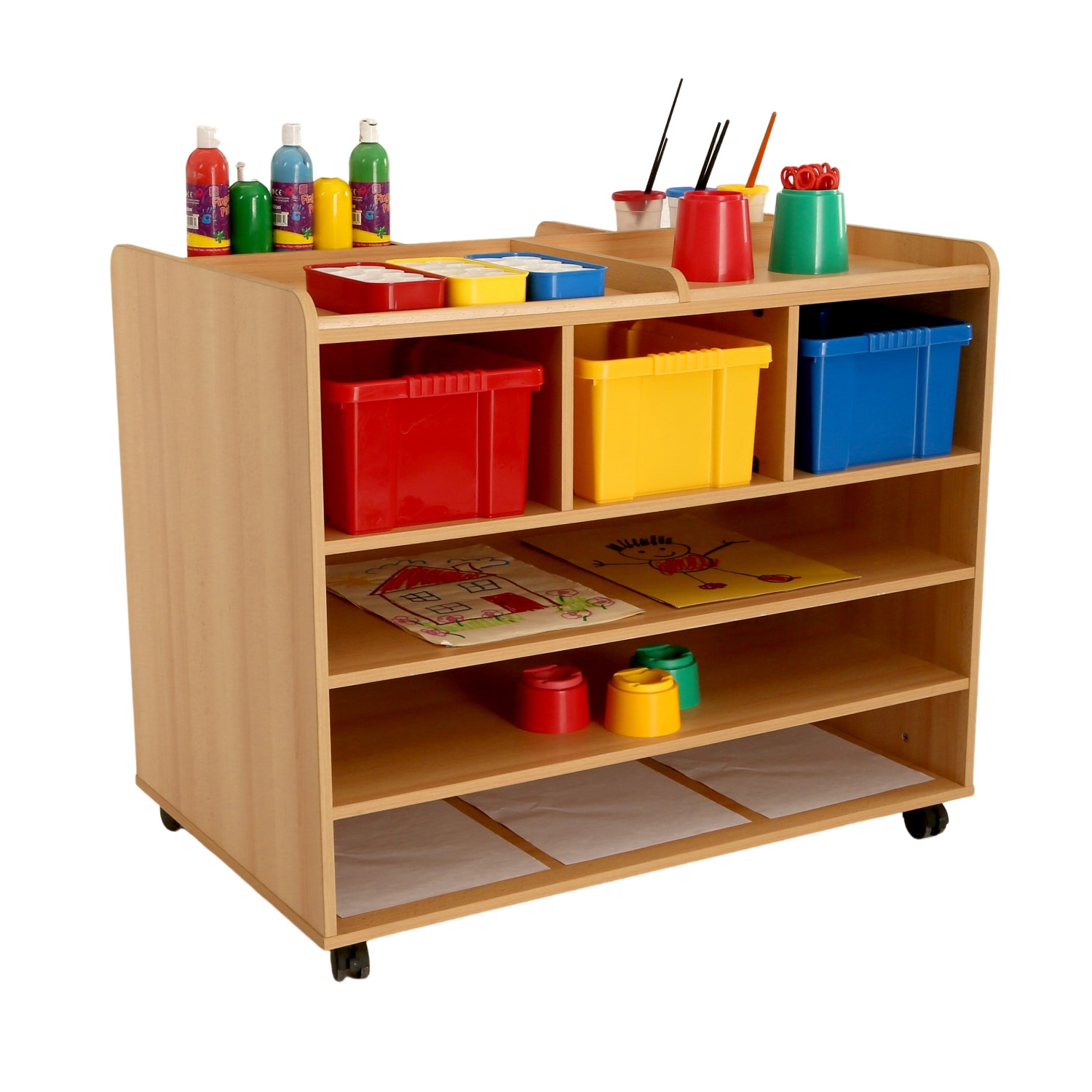 Nursery Paper / Art Material Trolley Including 3 Trays