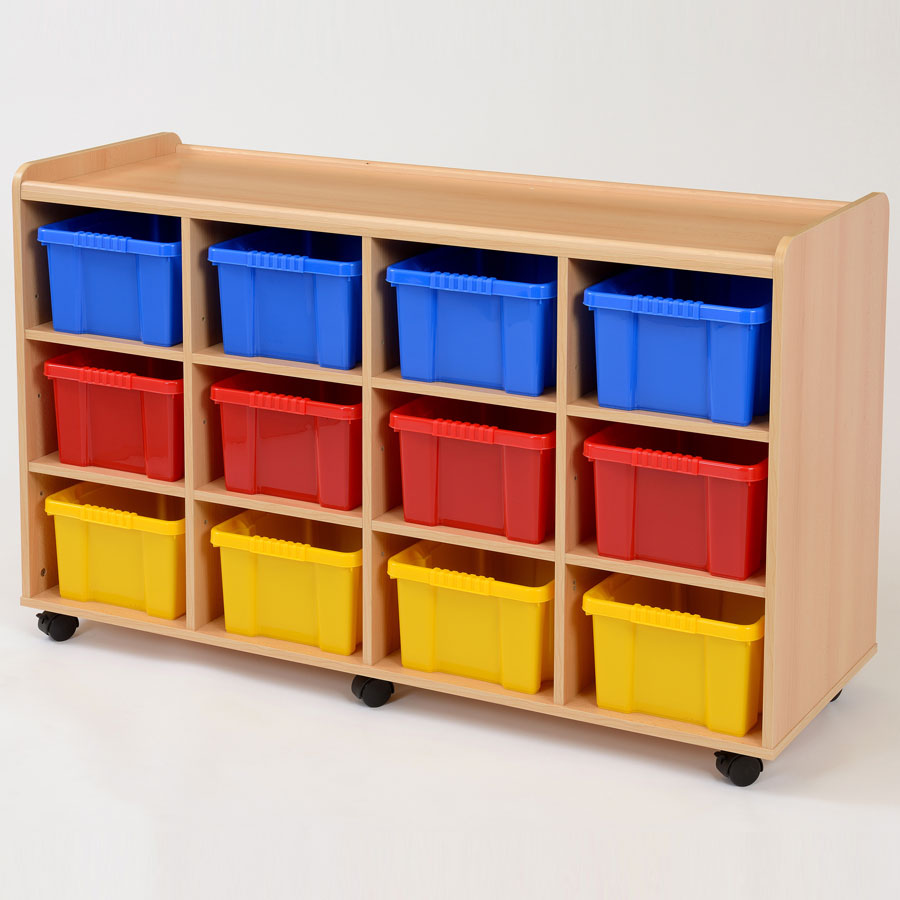12 Deep Coloured Tray Classroom Storage