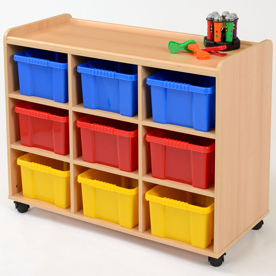 9 Deep Coloured Tray Classroom Storage