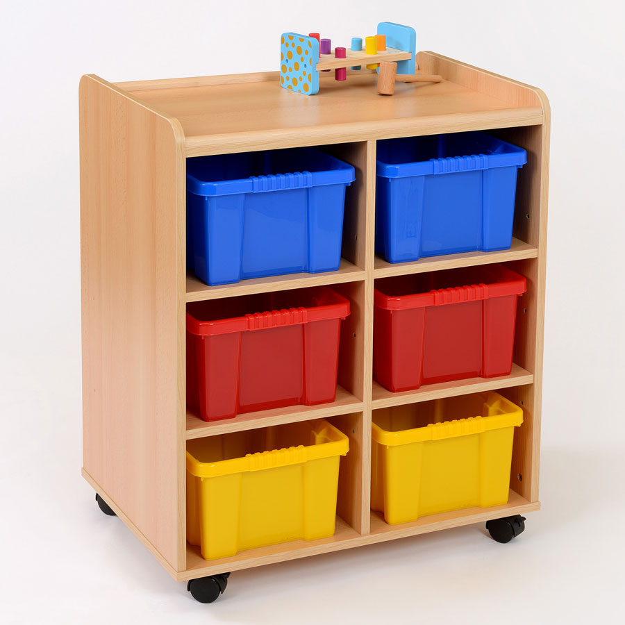 6 Deep Coloured Tray Classroom Storage