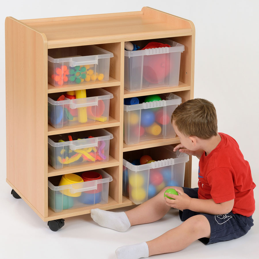 Flexi 4 Shallow & 3 Deep Clear Tray Classroom Storage