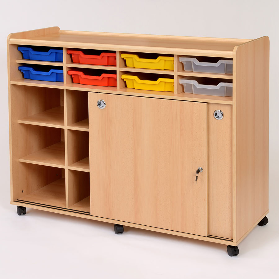 Flexi Lockable School Cupboard + 8 Shallow Trays