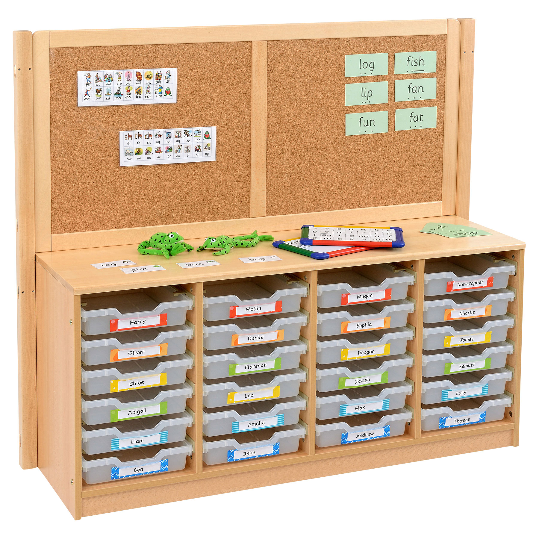 Room Scene - 4 Bay A4 24 Shallow Tray Unit + Cork / Drywipe Divider ...