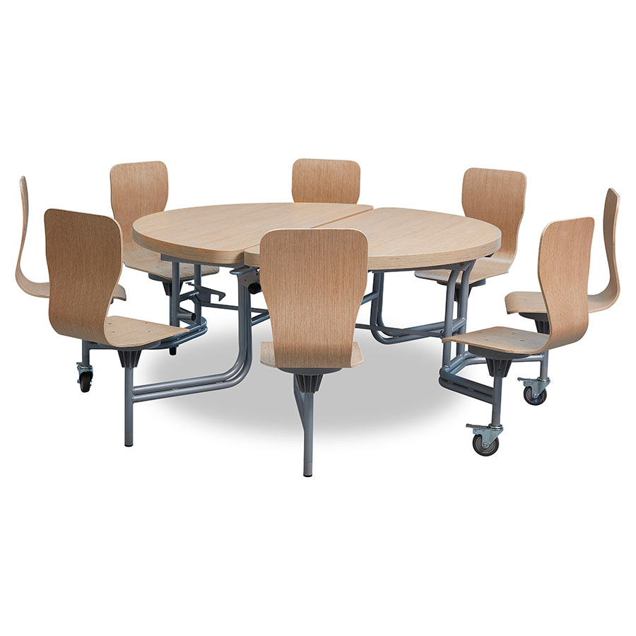 8 Seat Primo Round Mobile Folding Table - Full Back Seats