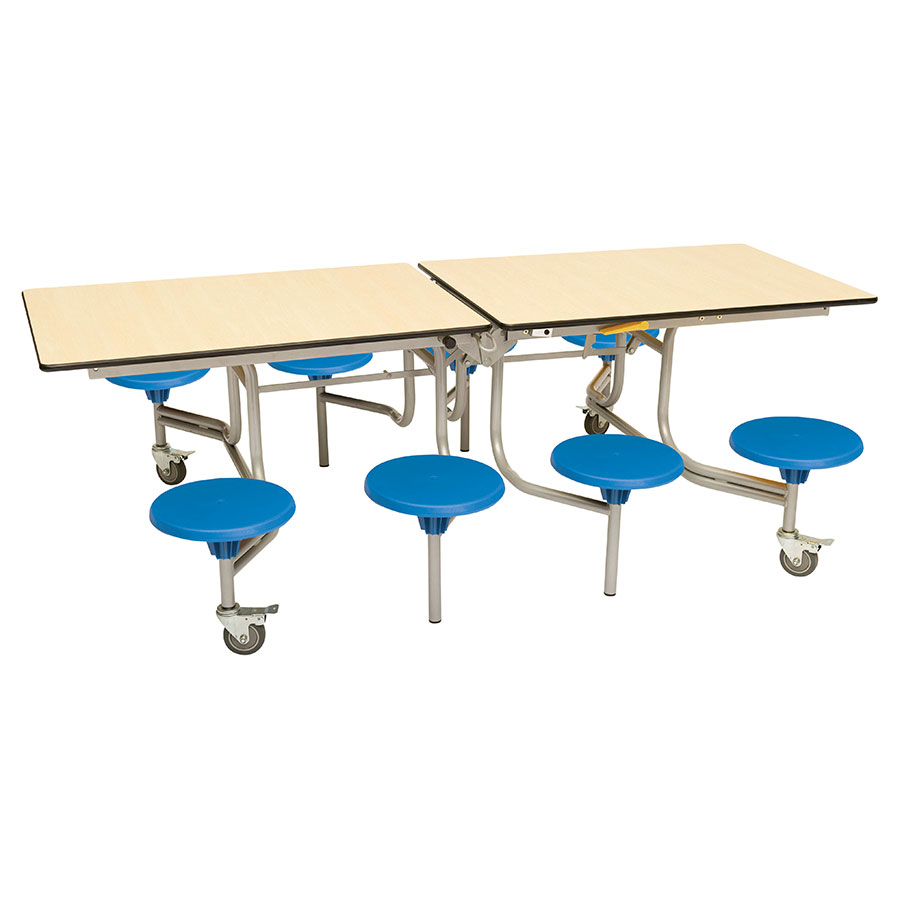 8 Seat Rectangular Mobile Folding Table - Stools