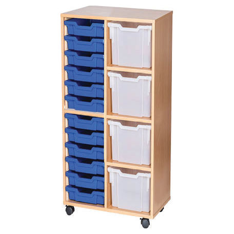 12 High Double Column Tray Storage (12 Shallow & 4 Extra Deep Trays)