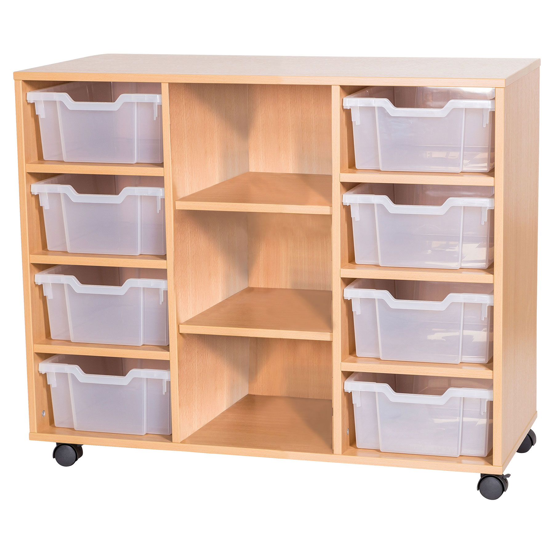 8 High Triple Column Centre Shelf & Tray Unit (8 Deep Trays)