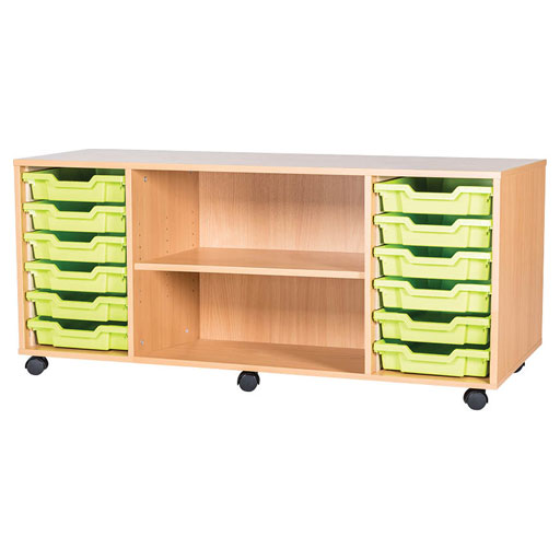 6 High Quad Column Centre Shelf & Tray Unit (12 Shallow Trays)