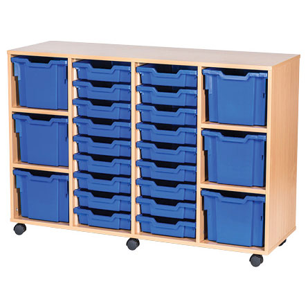 9 High Quad Column Tray Storage (18 Shallow & 6 Extra Deep Trays)