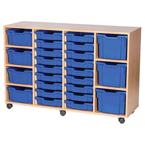 9 High Quad Column Tray Storage (18 Shallow, 4 Deep & 3 Extra Deep Trays)