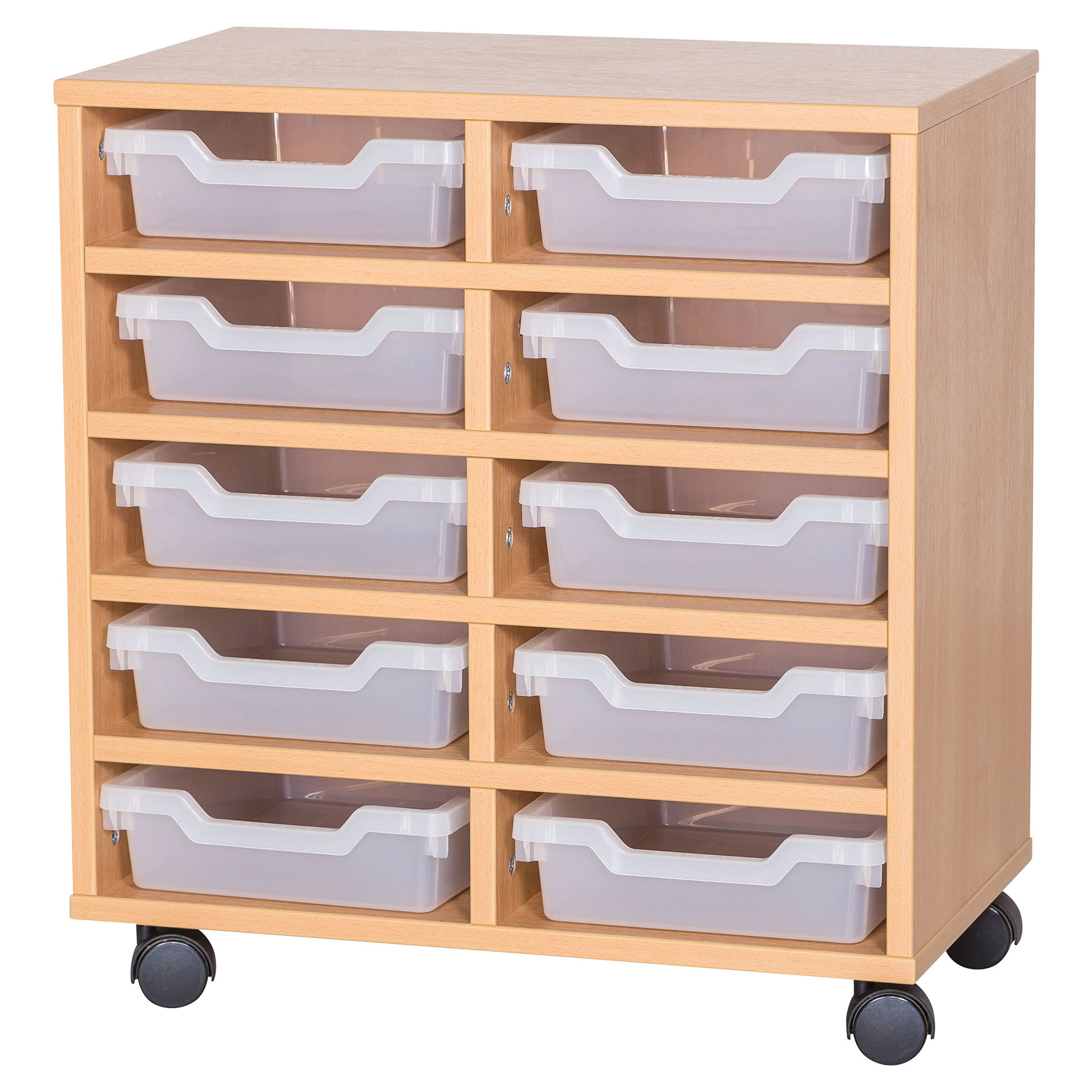 Cubby 10 Shallow Tray Mobile Storage