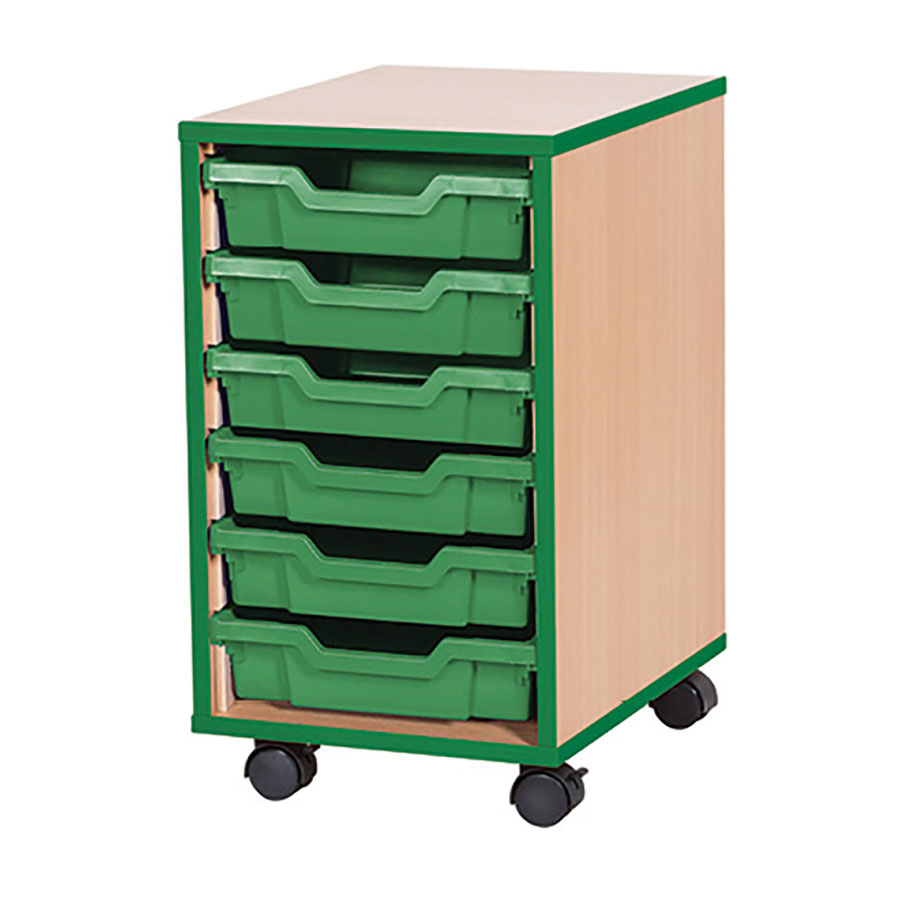 accento 6 Shallow Tray Mobile Storage + Green Edge