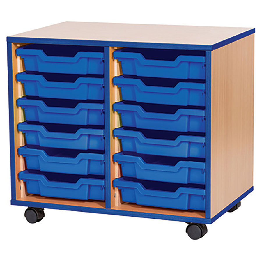 accento 12 Shallow Tray Mobile Storage + Blue Edge