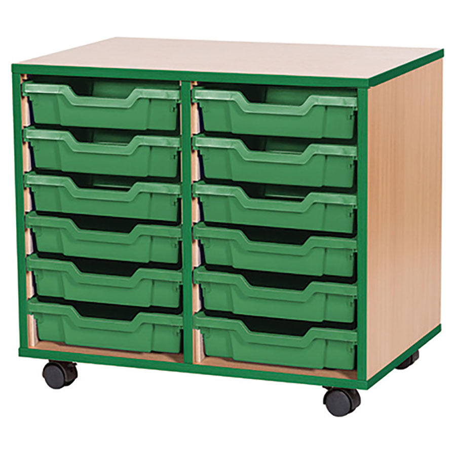 accento 12 Shallow Tray Mobile Storage + Green Edge