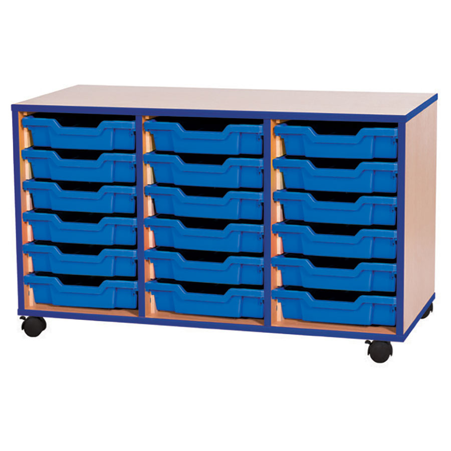 accento 18 Shallow Tray Mobile Storage + Blue Edge