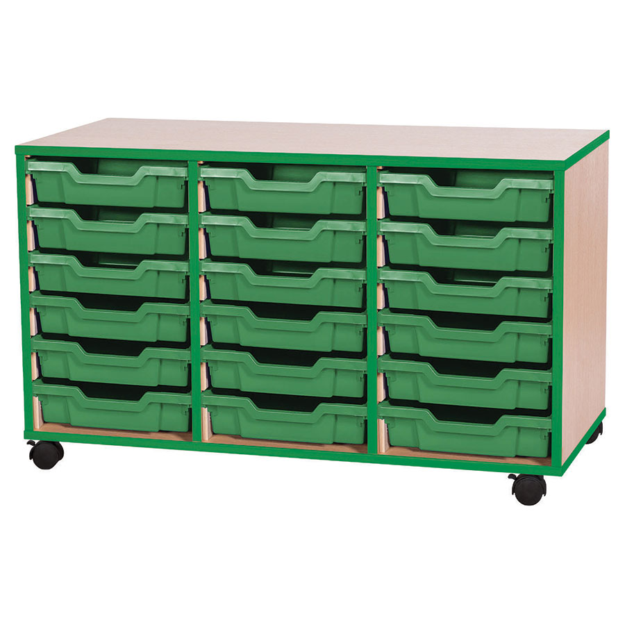 accento 18 Shallow Tray Mobile Storage + Green Edge