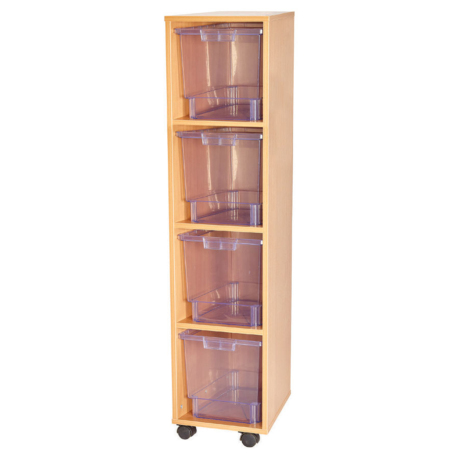 Crystal Clear 4 Quad Tray Single on Castors