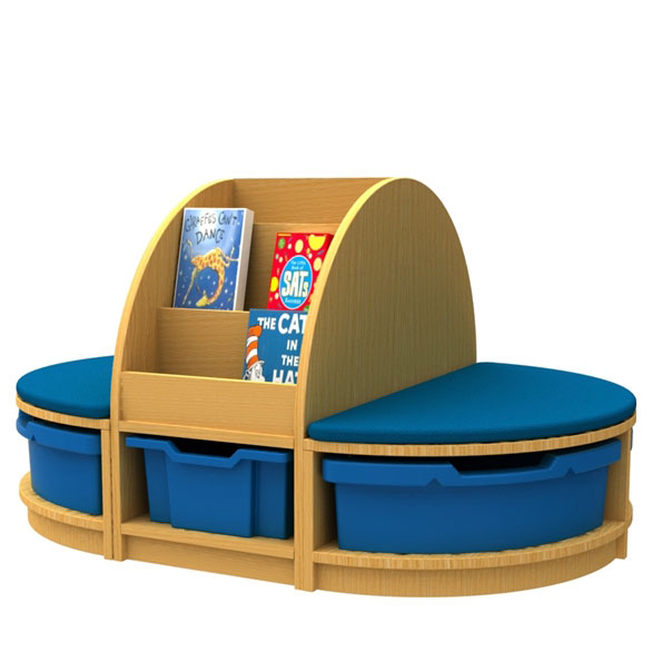 ''Curve'' Book Seat Storage + Island (1 Tray High)