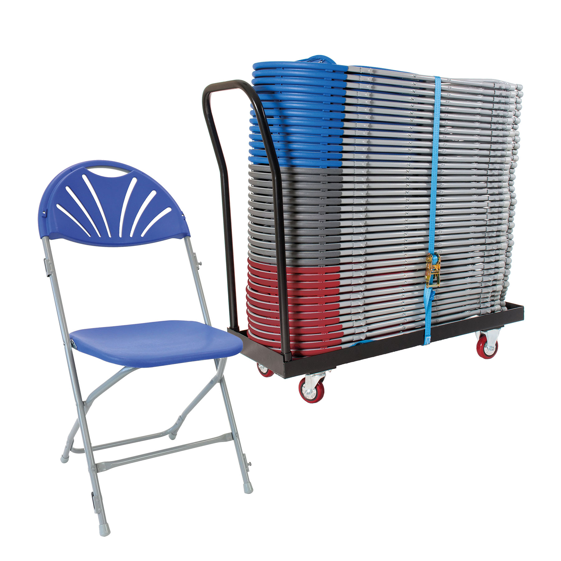 40 zlite Fan Back Folding Chairs + Link Plus Trolley