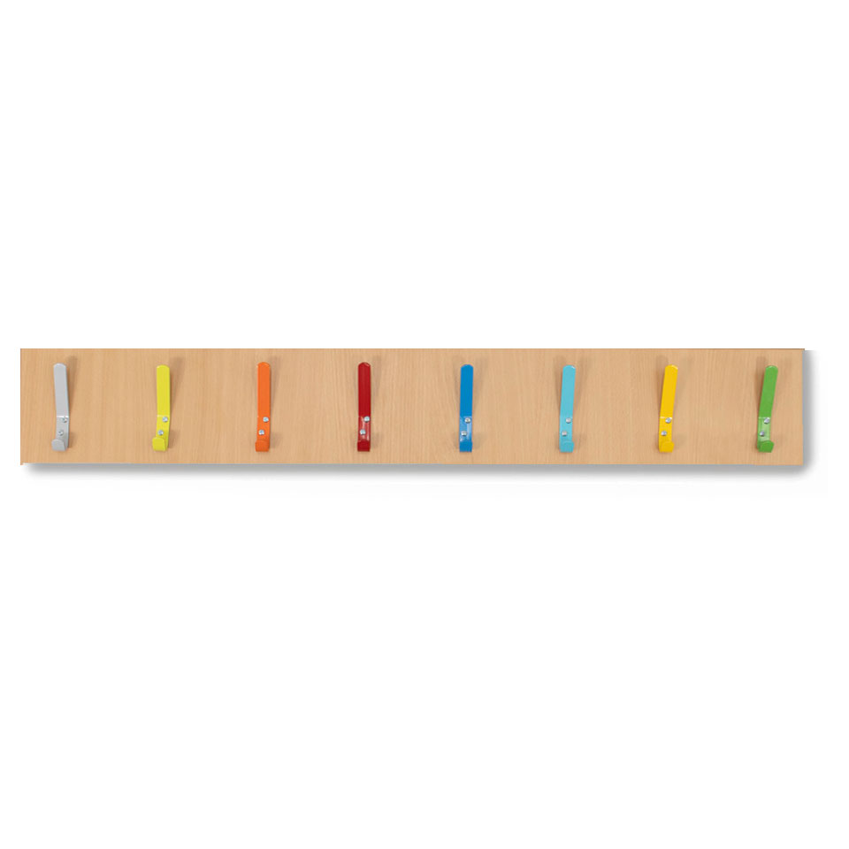 Monarch 8 Coloured Coat Hook Rail (Beech)