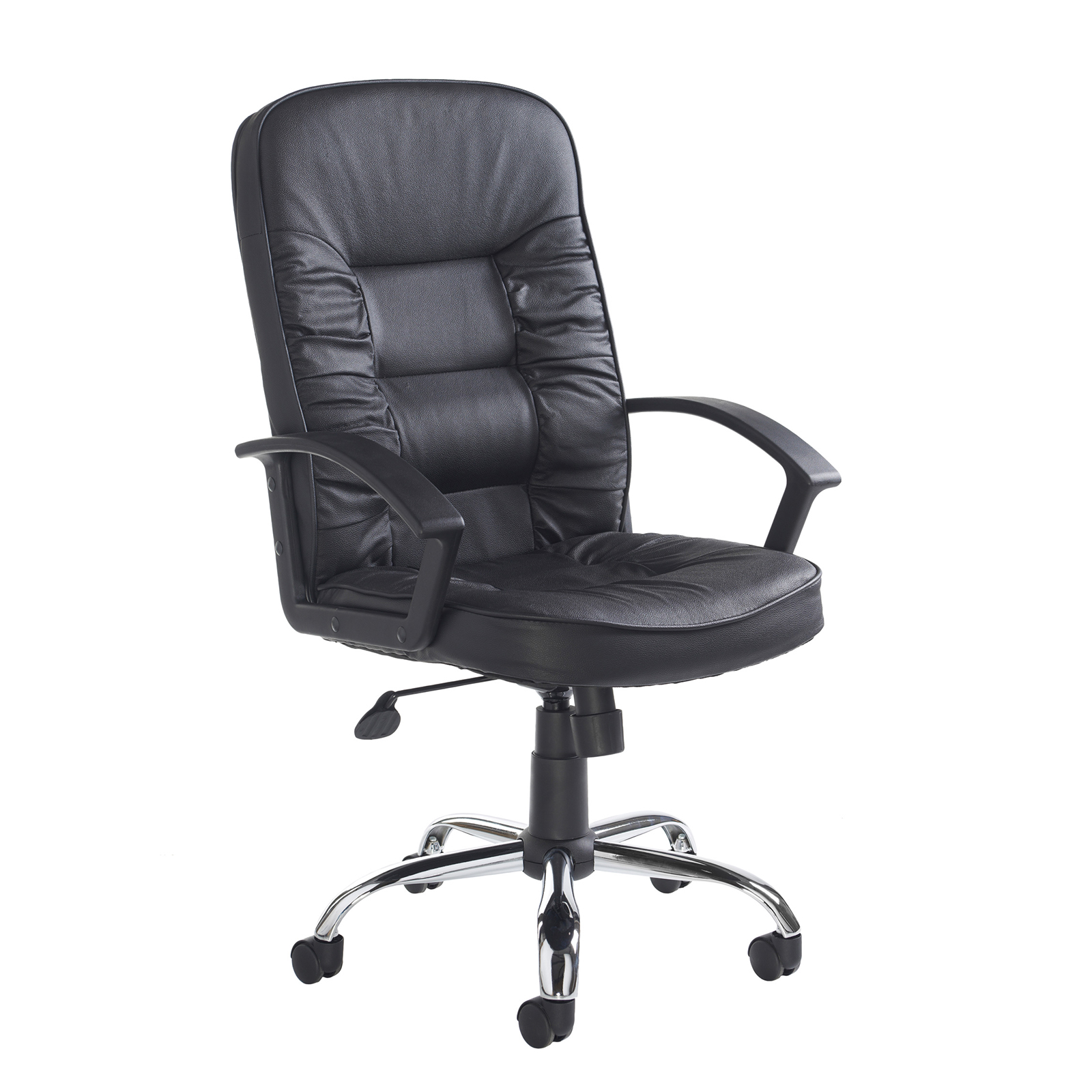 Hertford High Back Managers Chair - Black Leather Faced