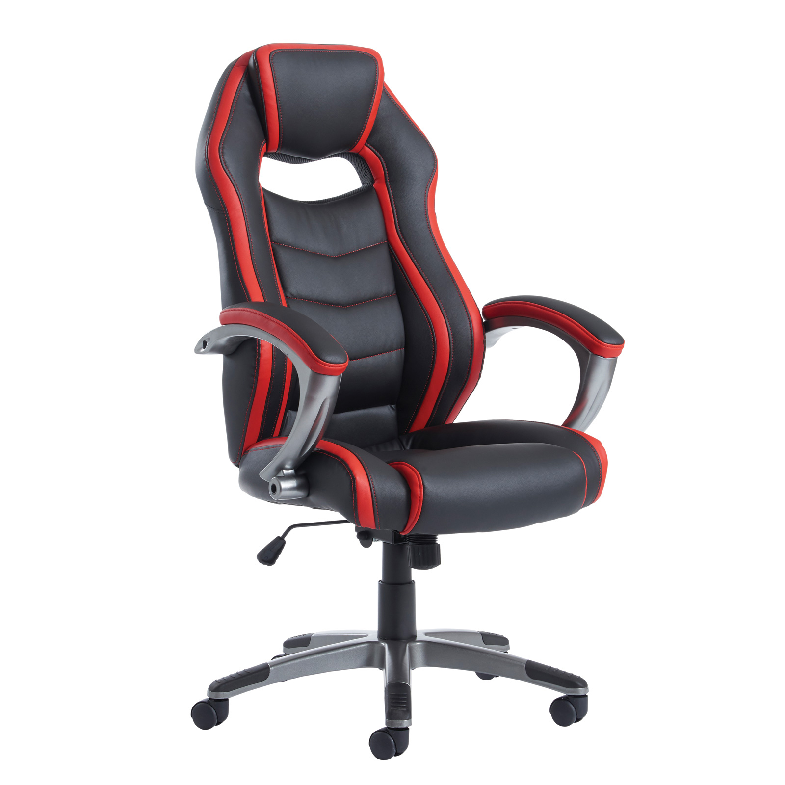 Jensen High Back Executive Chair - Black & Red Faux