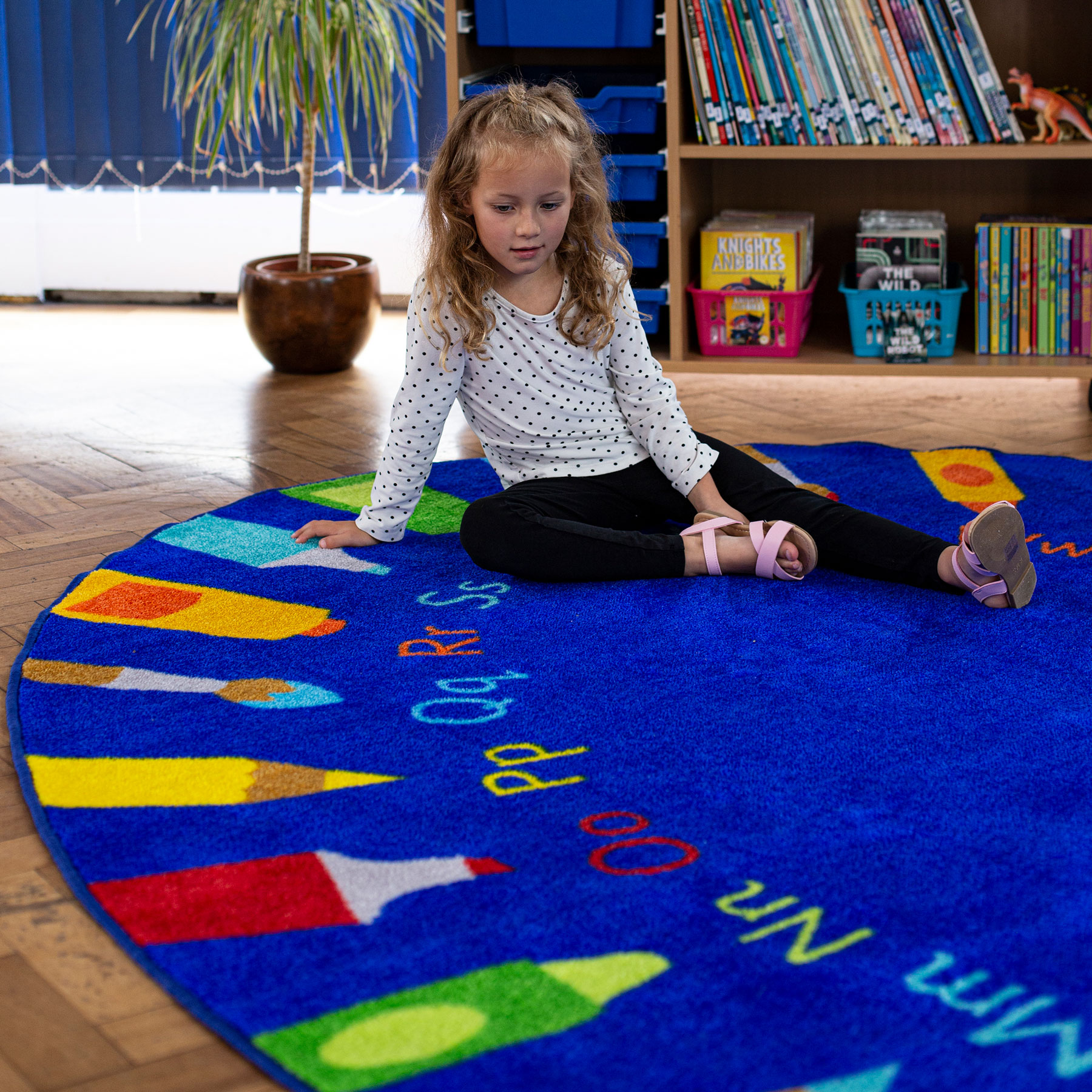 Rainbow™ Oval Pencils Alphabet Carpet | theClassroom.co