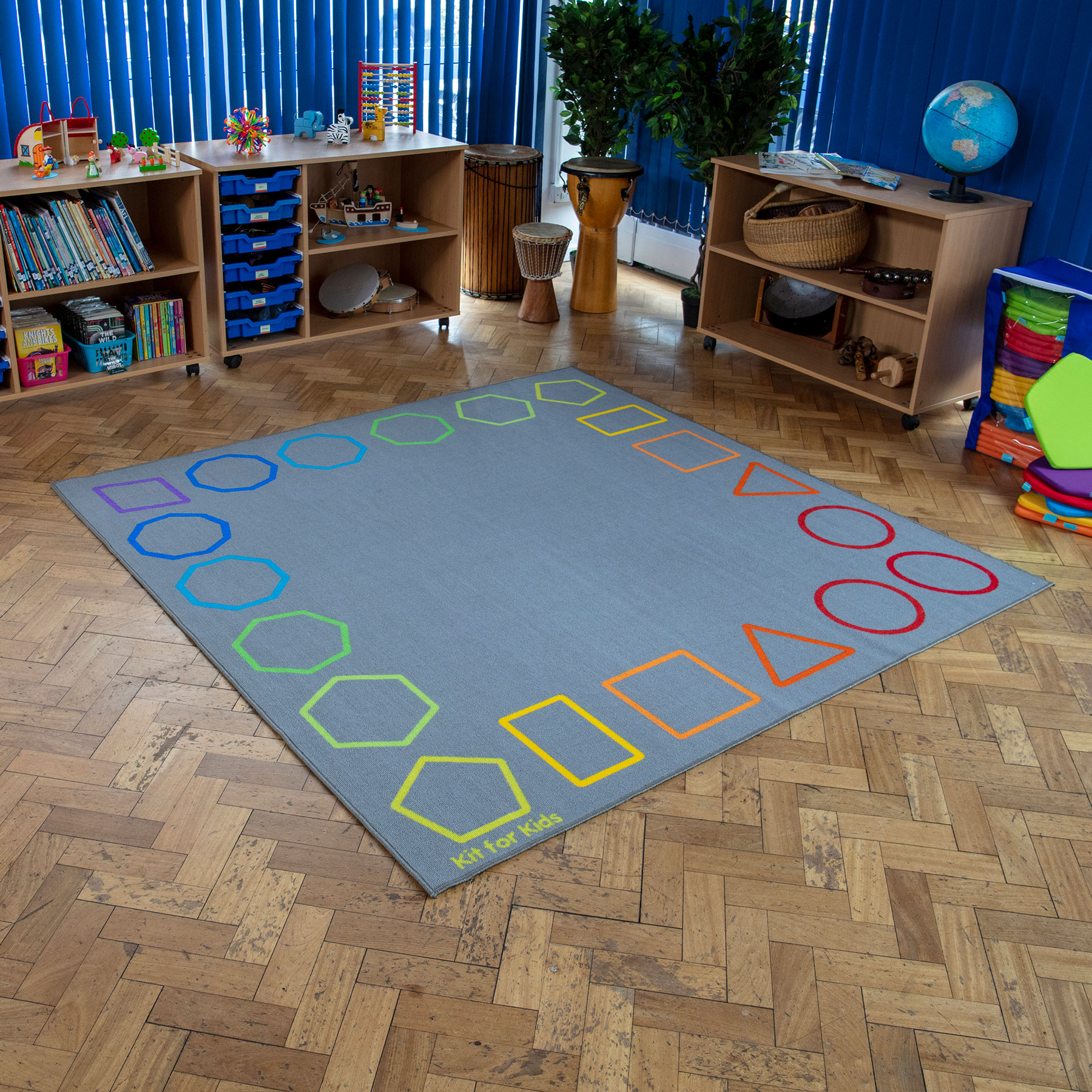 Essentials Rainbow Geometric Border Carpet | theClassroom.co