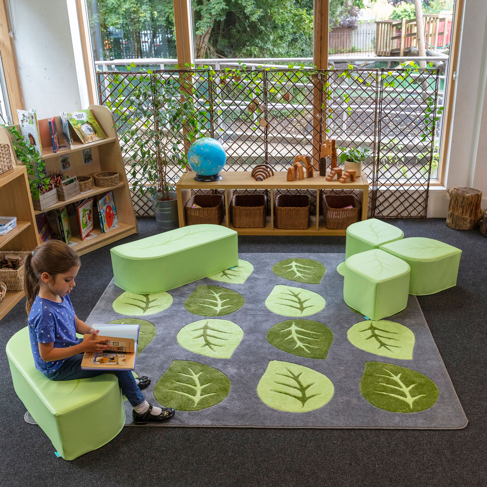 Natural World™ Carved Leaf Placement Carpet | theClassroom.co