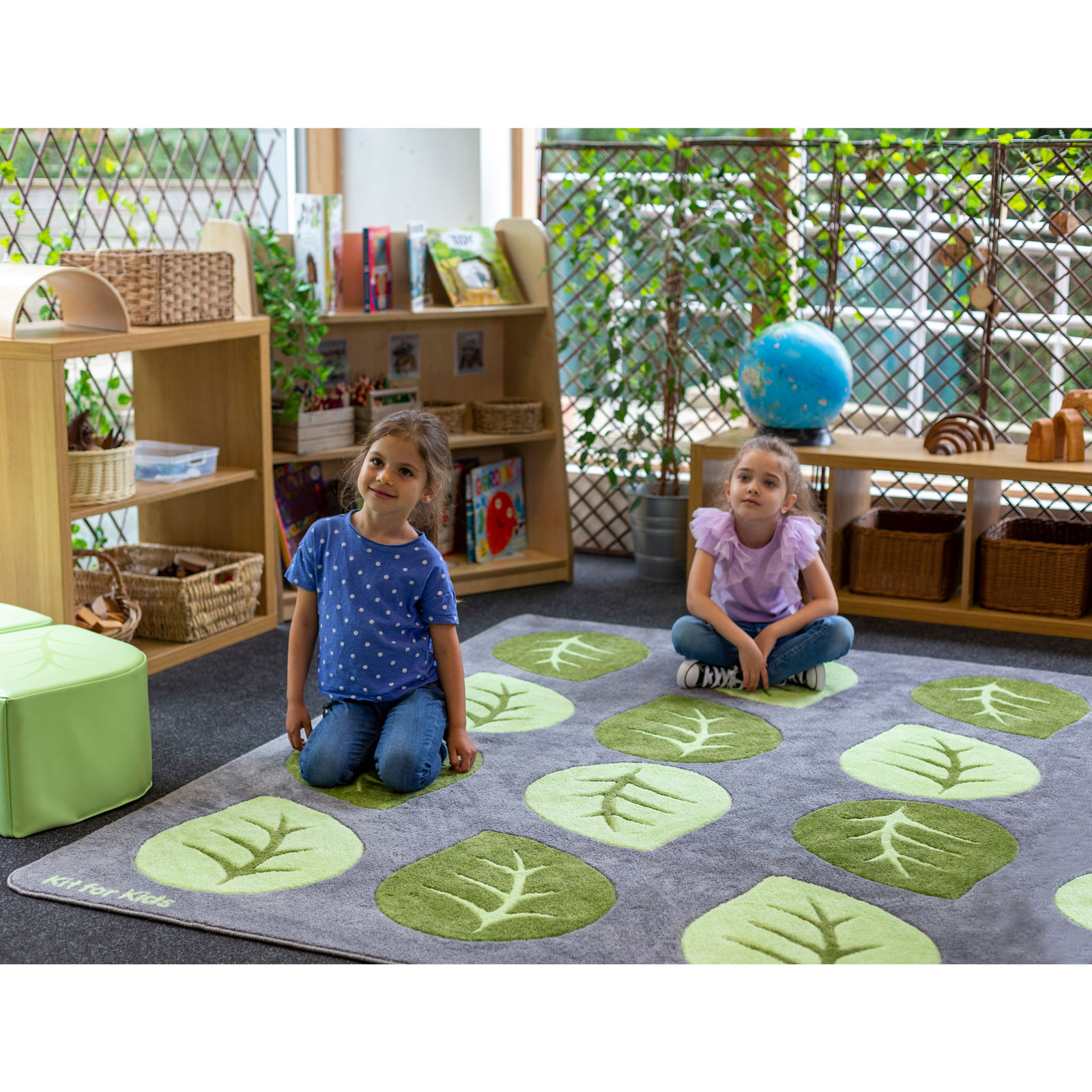 Natural World™ Carved Leaf Placement Carpet | theClassroom.co