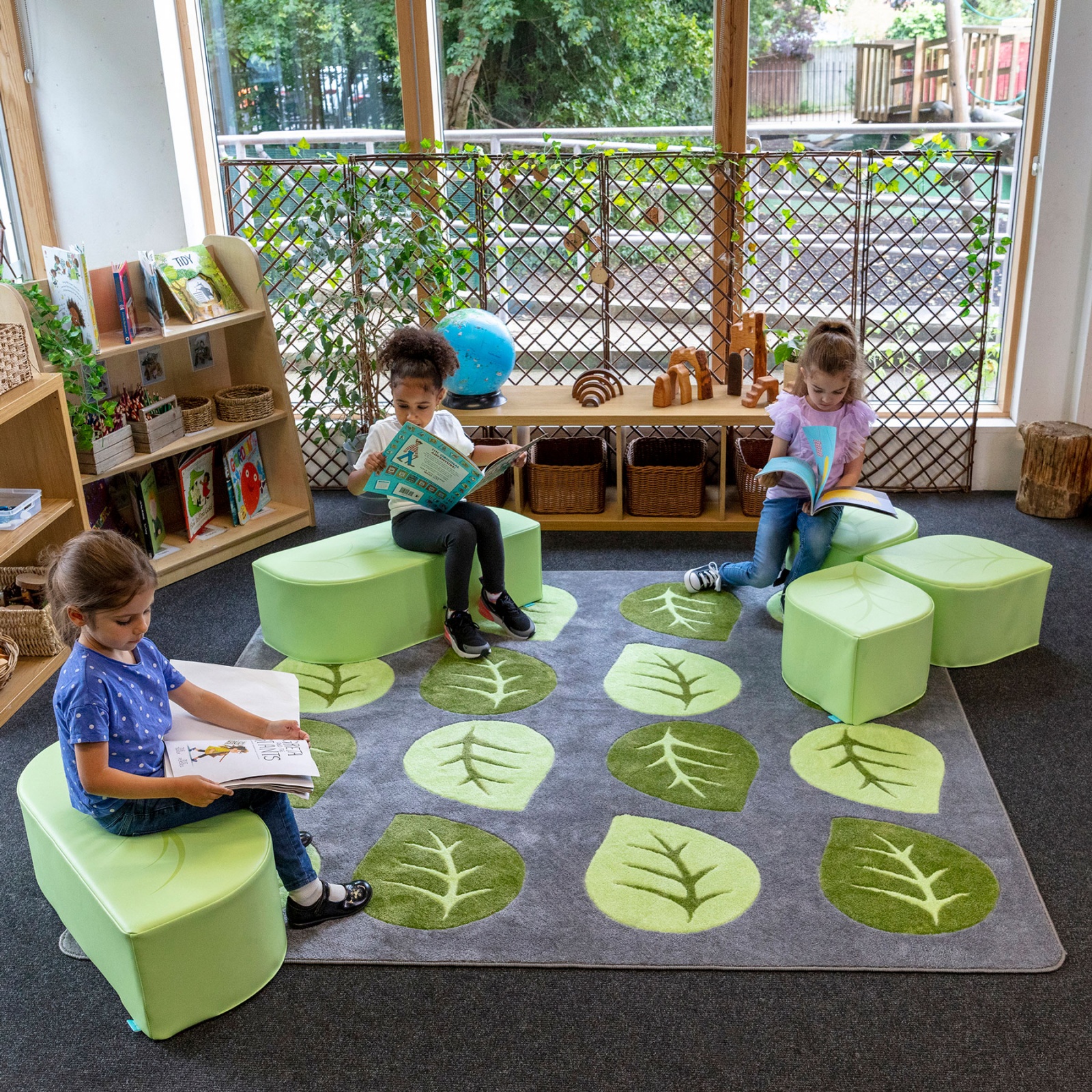 Natural World™ Carved Leaf Placement Carpet | theClassroom.co