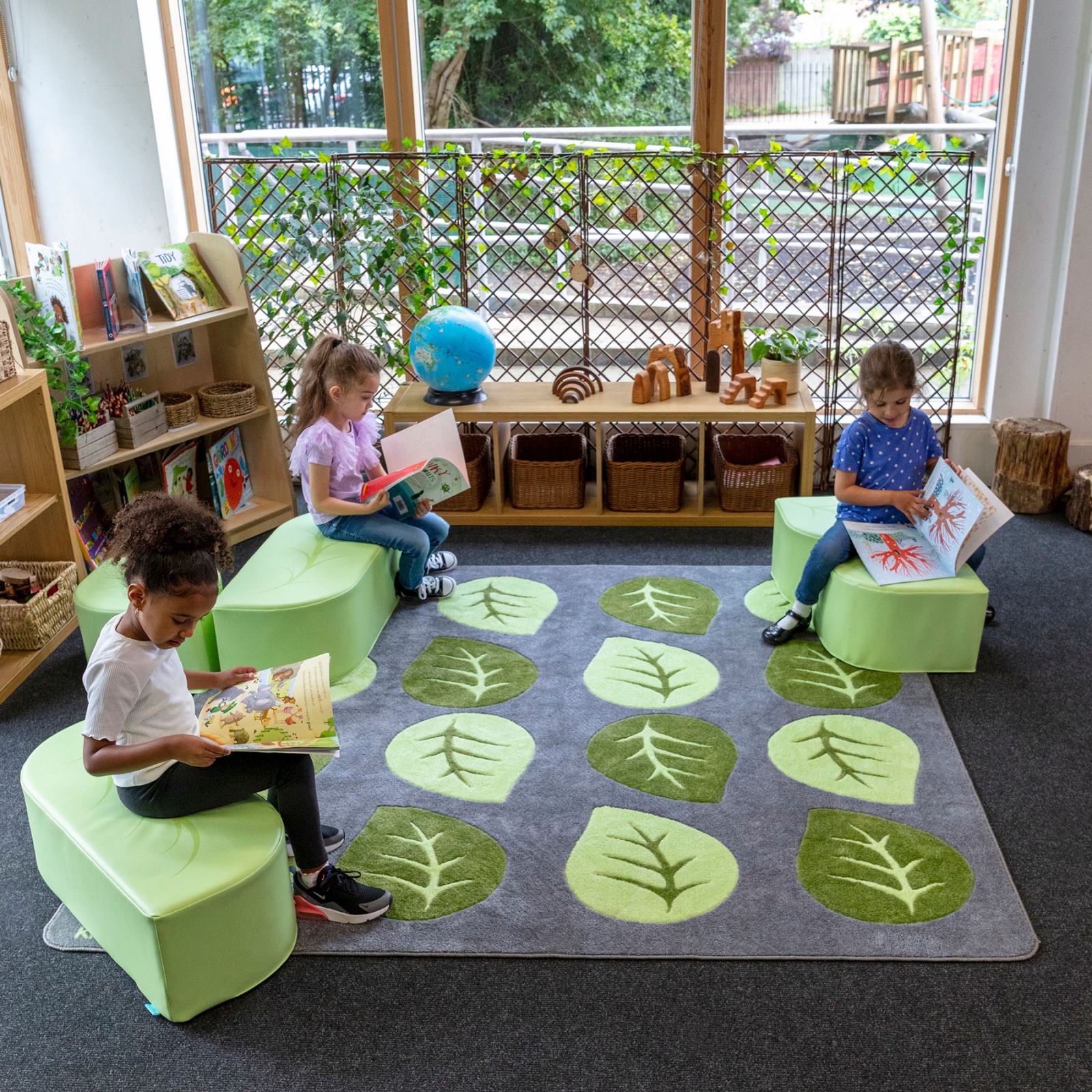 Natural World™ Carved Leaf Placement Carpet | theClassroom.co