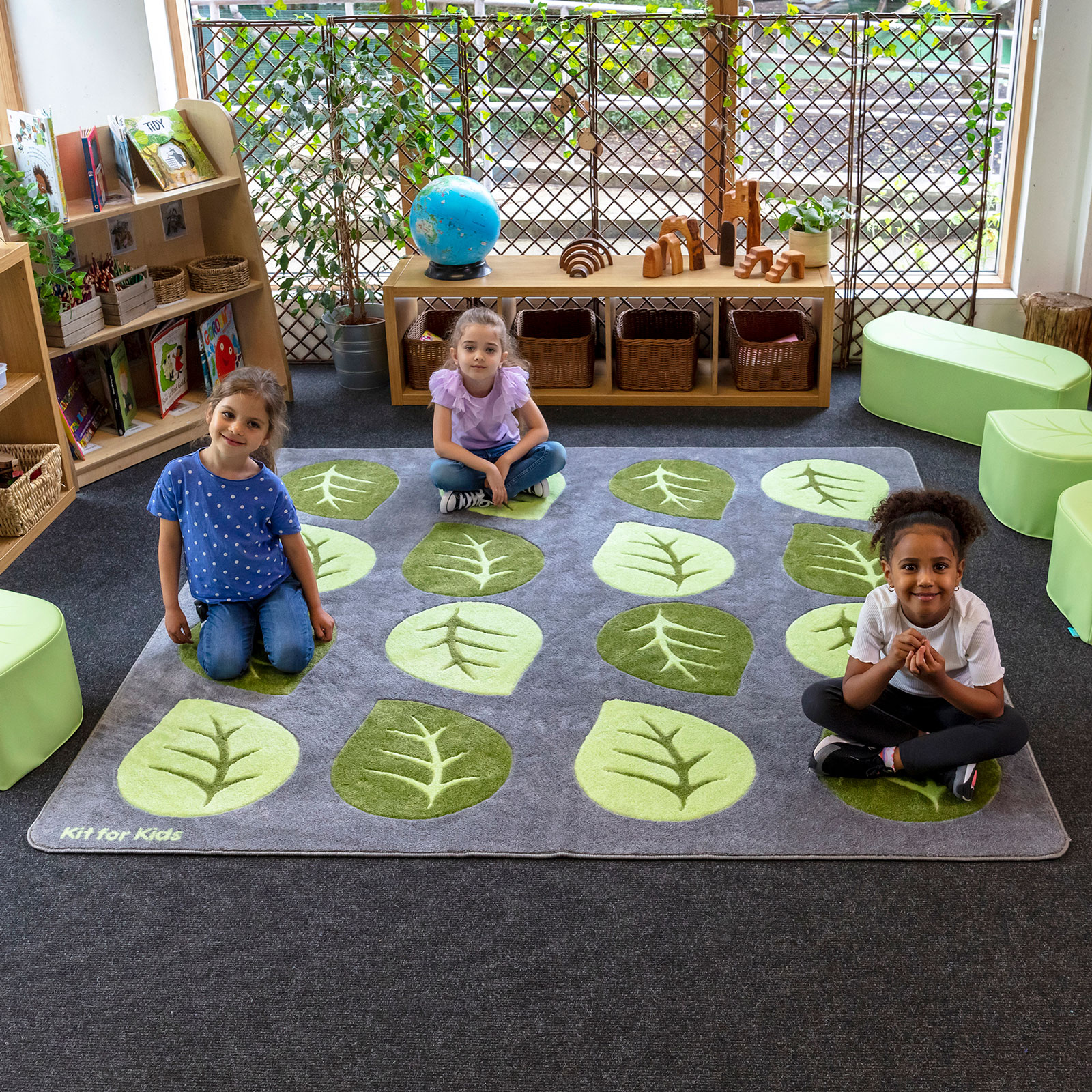 Natural World™ Carved Leaf Placement Carpet | theClassroom.co