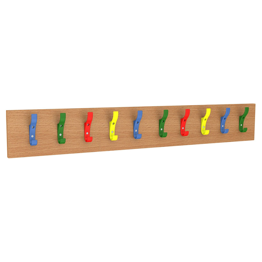 10 Hook Coat Rail Multicoloured theClassroom.co