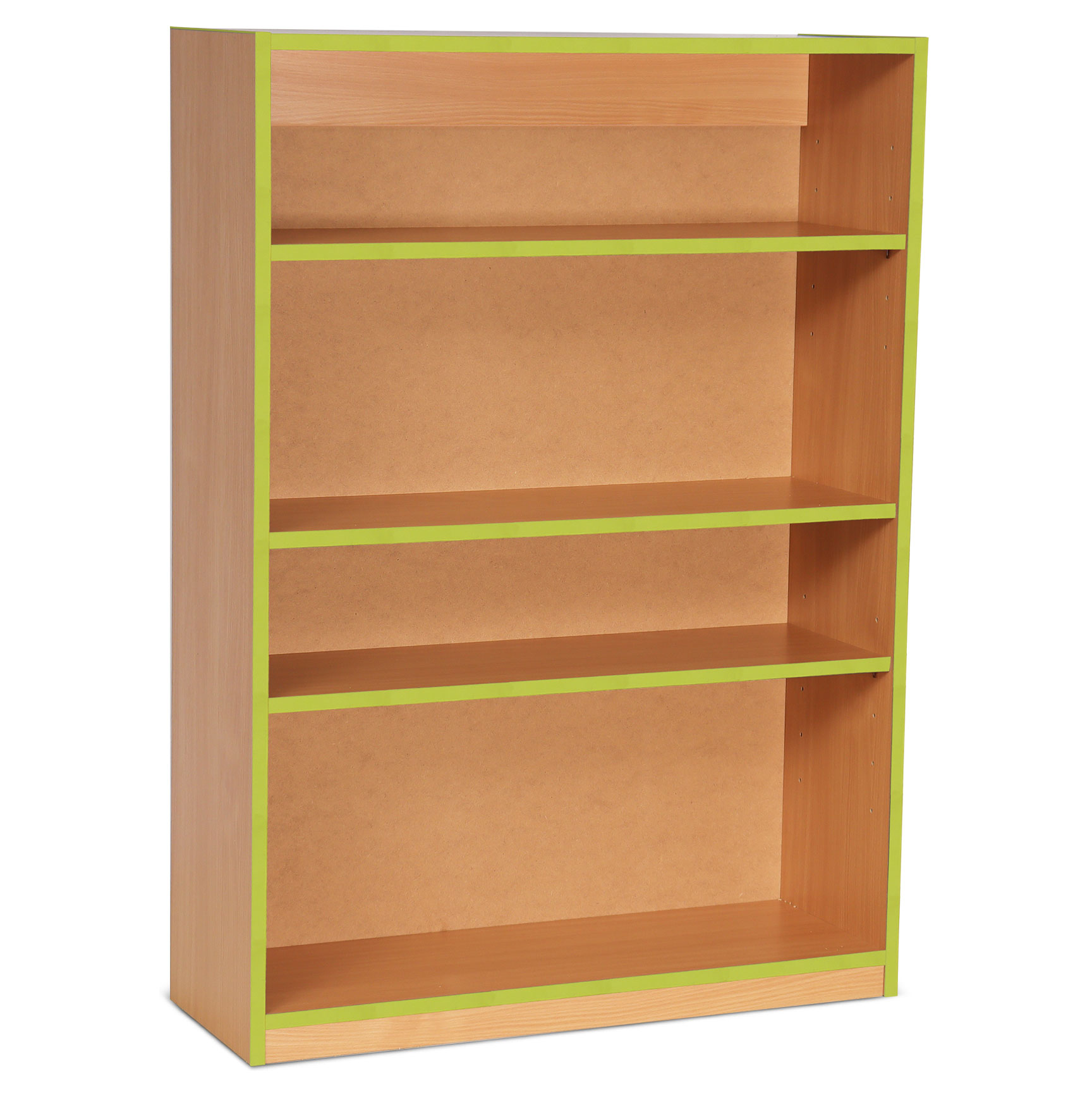Open Bookcase with 3 Shelves & Lime Edging (1250H)