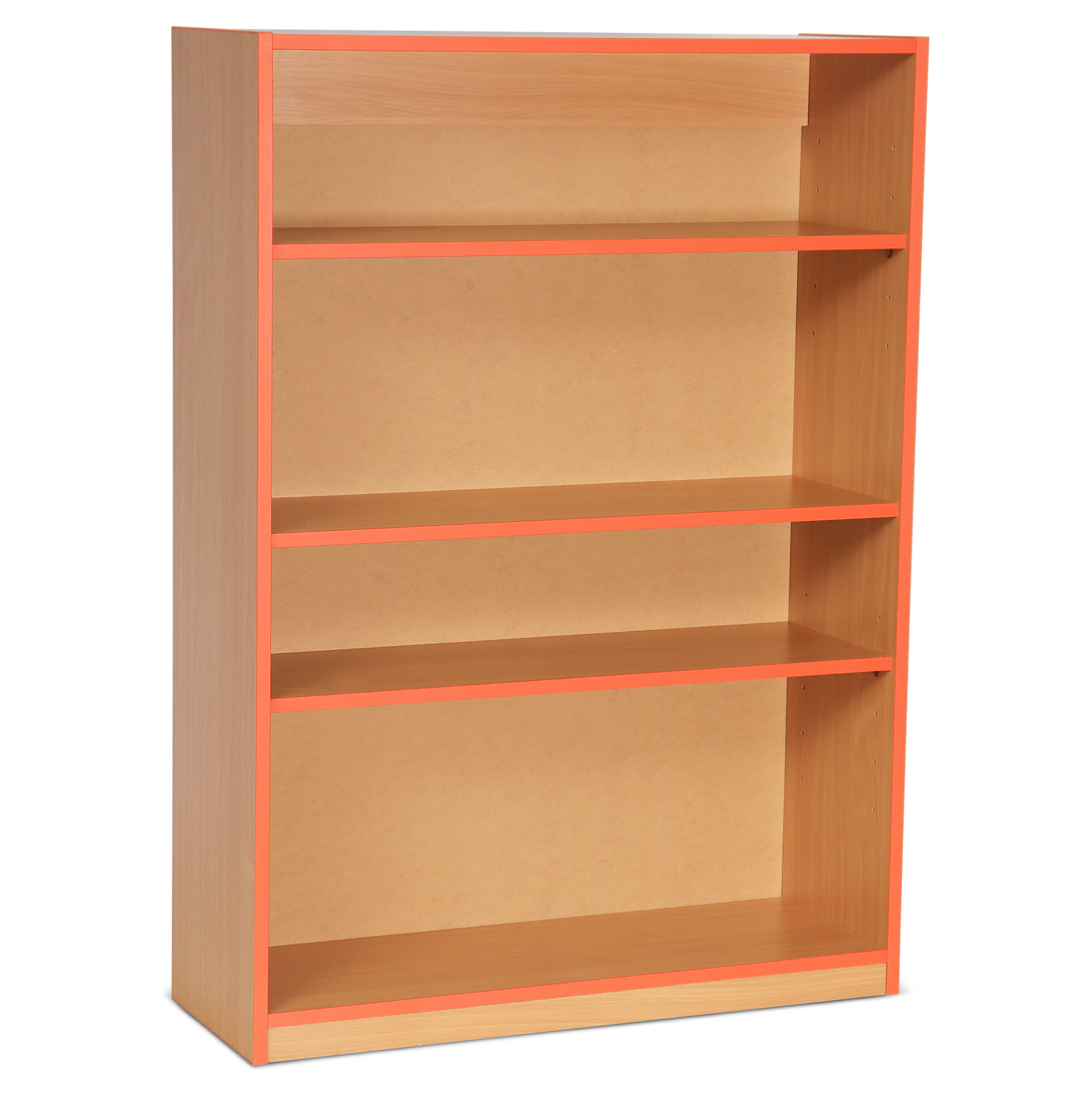 Open Bookcase with 3 Shelves & Tangerine Edging (1250H)