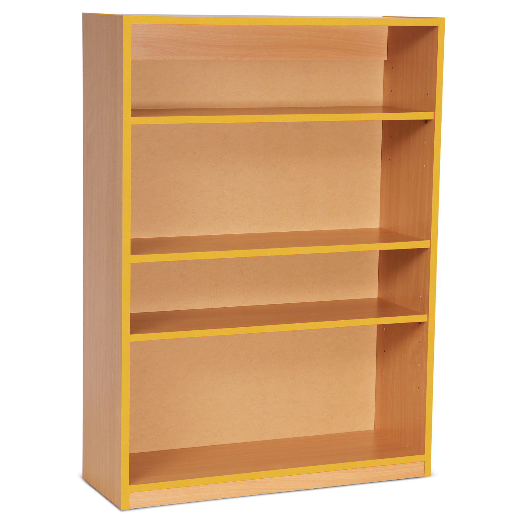 Open Bookcase with 3 Shelves & Yellow Edging (1250H)