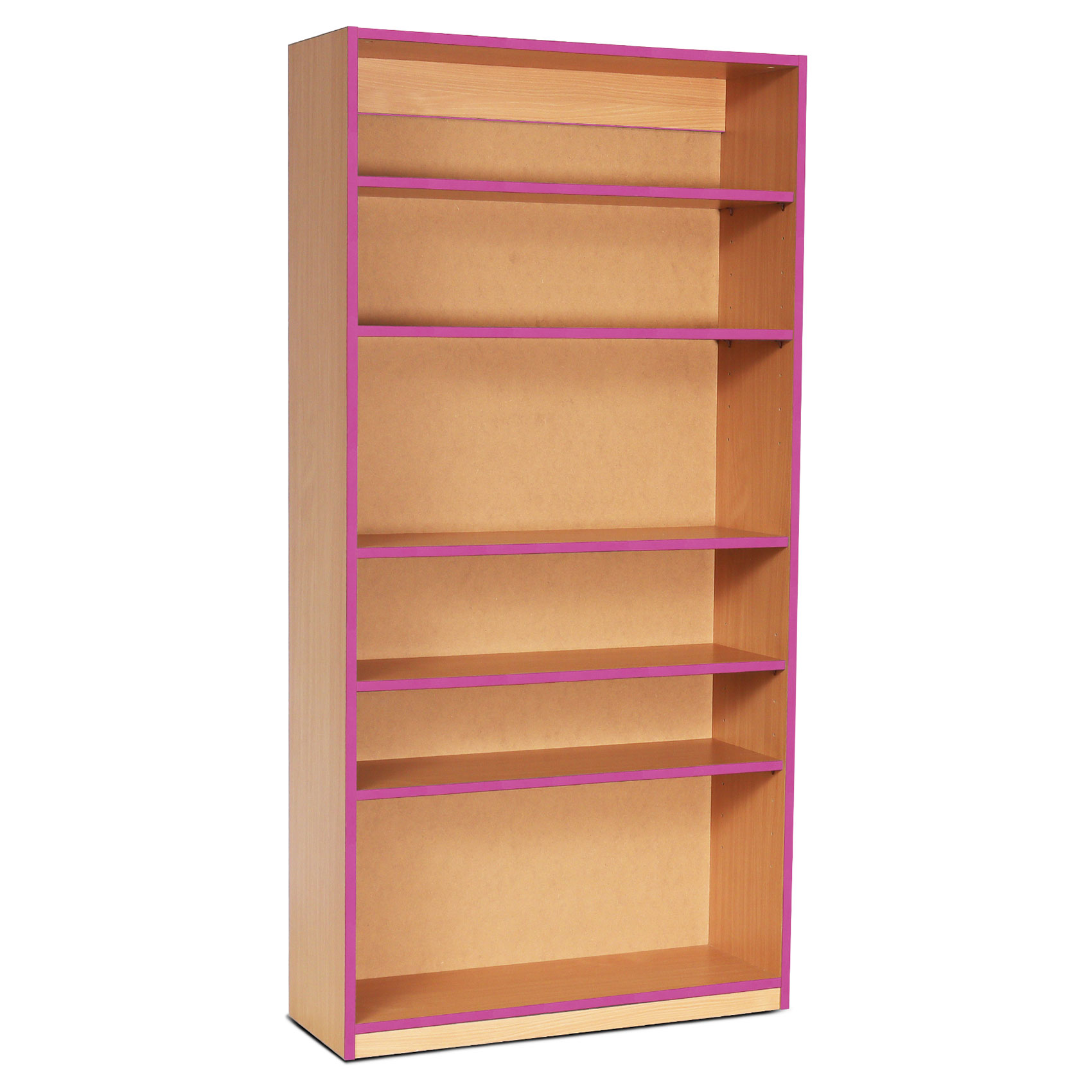 Open Bookcase with 5 Shelves & Purple Edging (1800H)