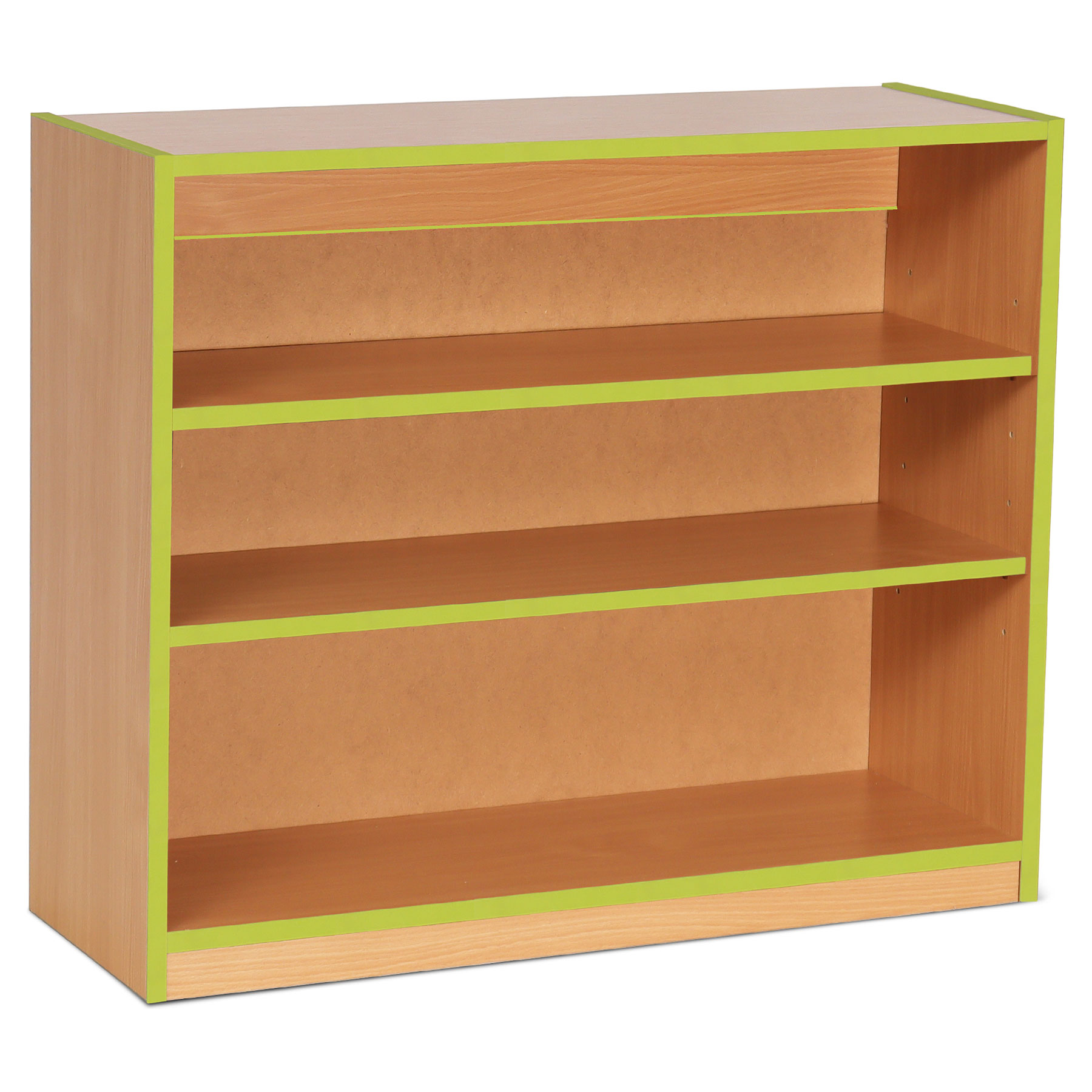 Open Bookcase with 2 Shelves & Lime Edging (750H)