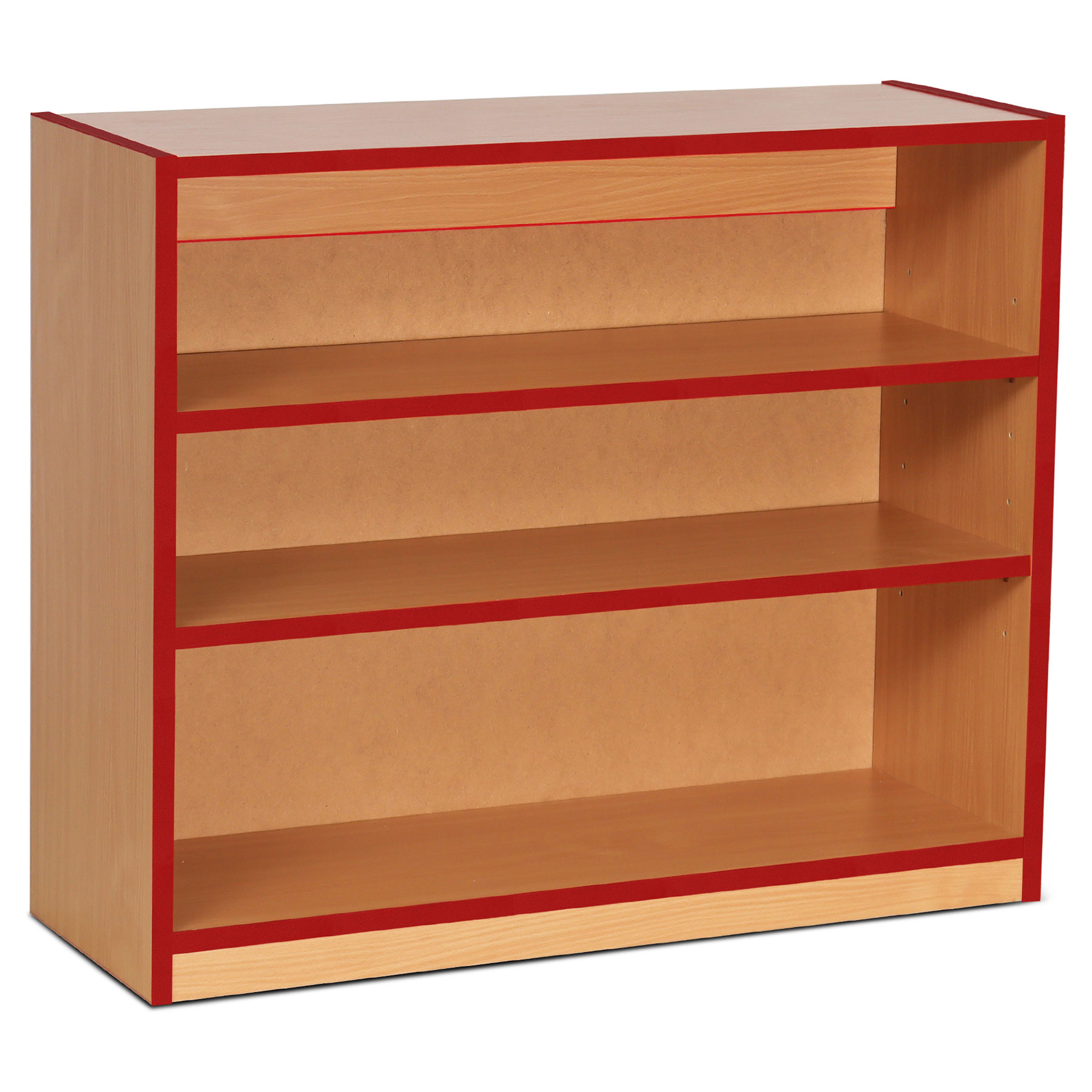 Open Bookcase with 2 Shelves & Red Edging (750H)