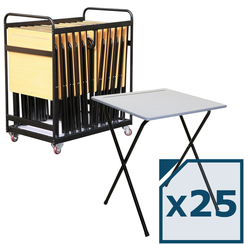 Mogo 25 Folding Exam Desks + Trolley