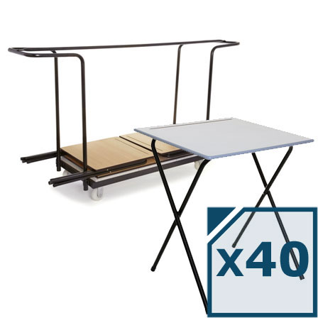 Mogo 40 Folding Exam Desks + Trolley