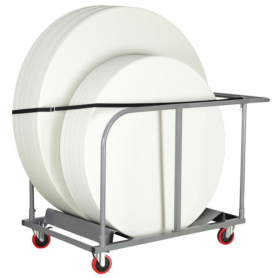 Round Poly-Folding Table Trolley