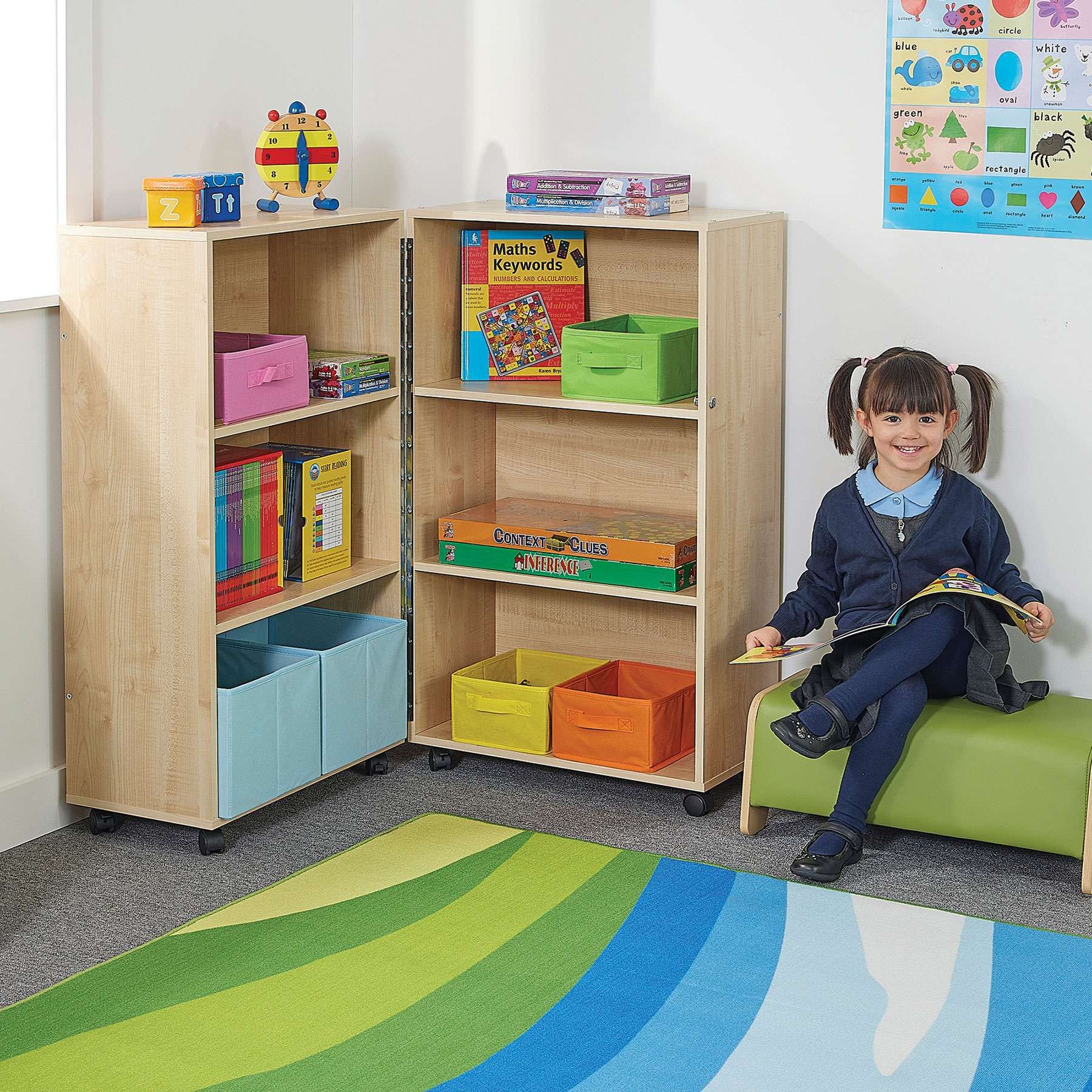 Maple Mobile Fold Away Bookcase | theClassroom.co