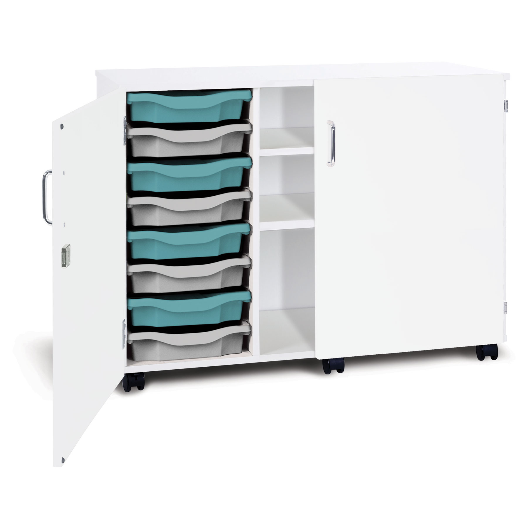 Monarch Premium™ 8 Single Tray, 2 Shelf Unit + Locking Doors (Mobile)