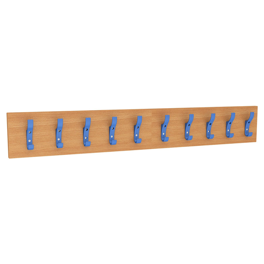 10 Hook Coat Rail - Coloured