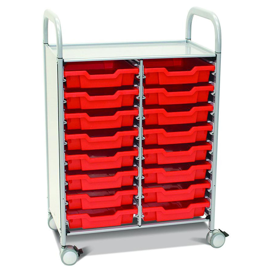 Callero Plus Double Trolley + 16 Shallow Trays