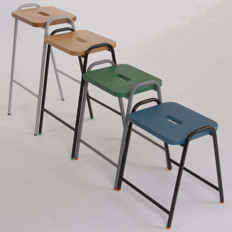 Wooden Flat-Top School Lab & Craft Stool