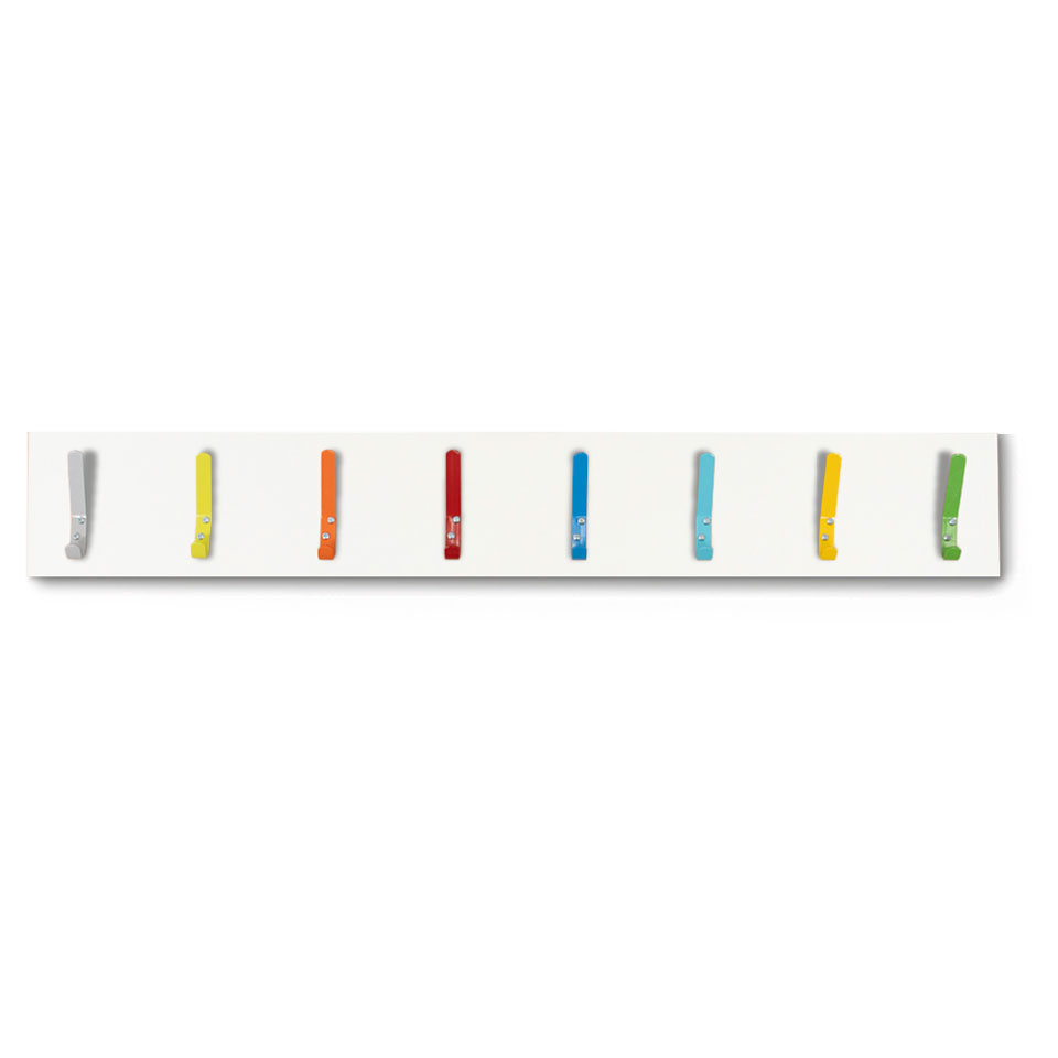 Monarch 8 Coloured Coat Hook Rail (White)