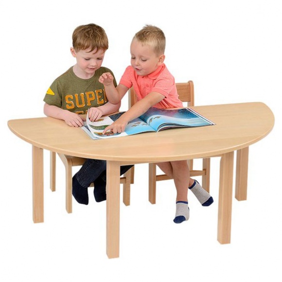 Children's Half-Round Wooden Table